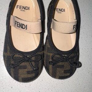 Fendi Kids Black and Tan Dress Shoes